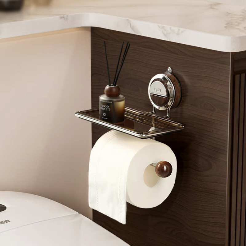 No‑Drill Suction Toilet Paper Holder
