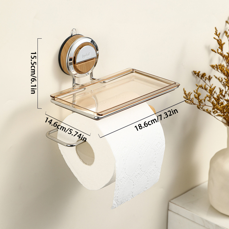 No‑Drill Suction Toilet Paper Holder