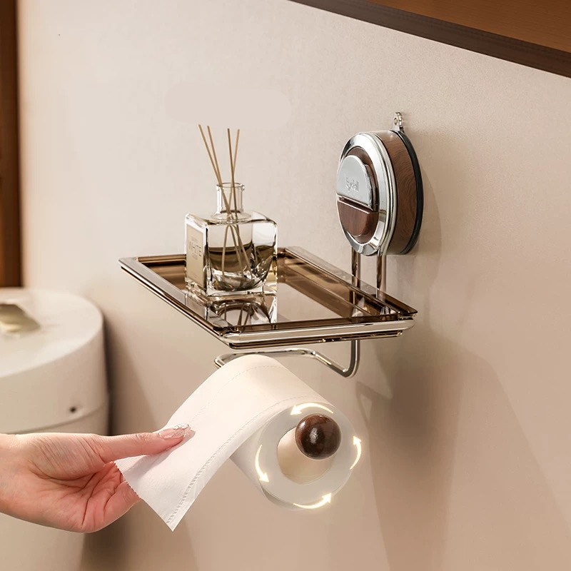 No‑Drill Suction Toilet Paper Holder