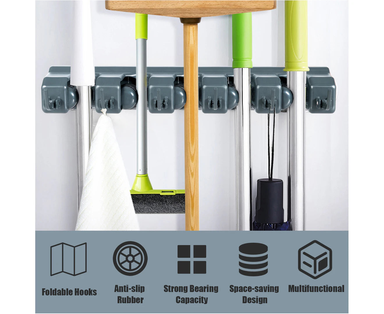Storage Rack Holder for Mop Brush Broom