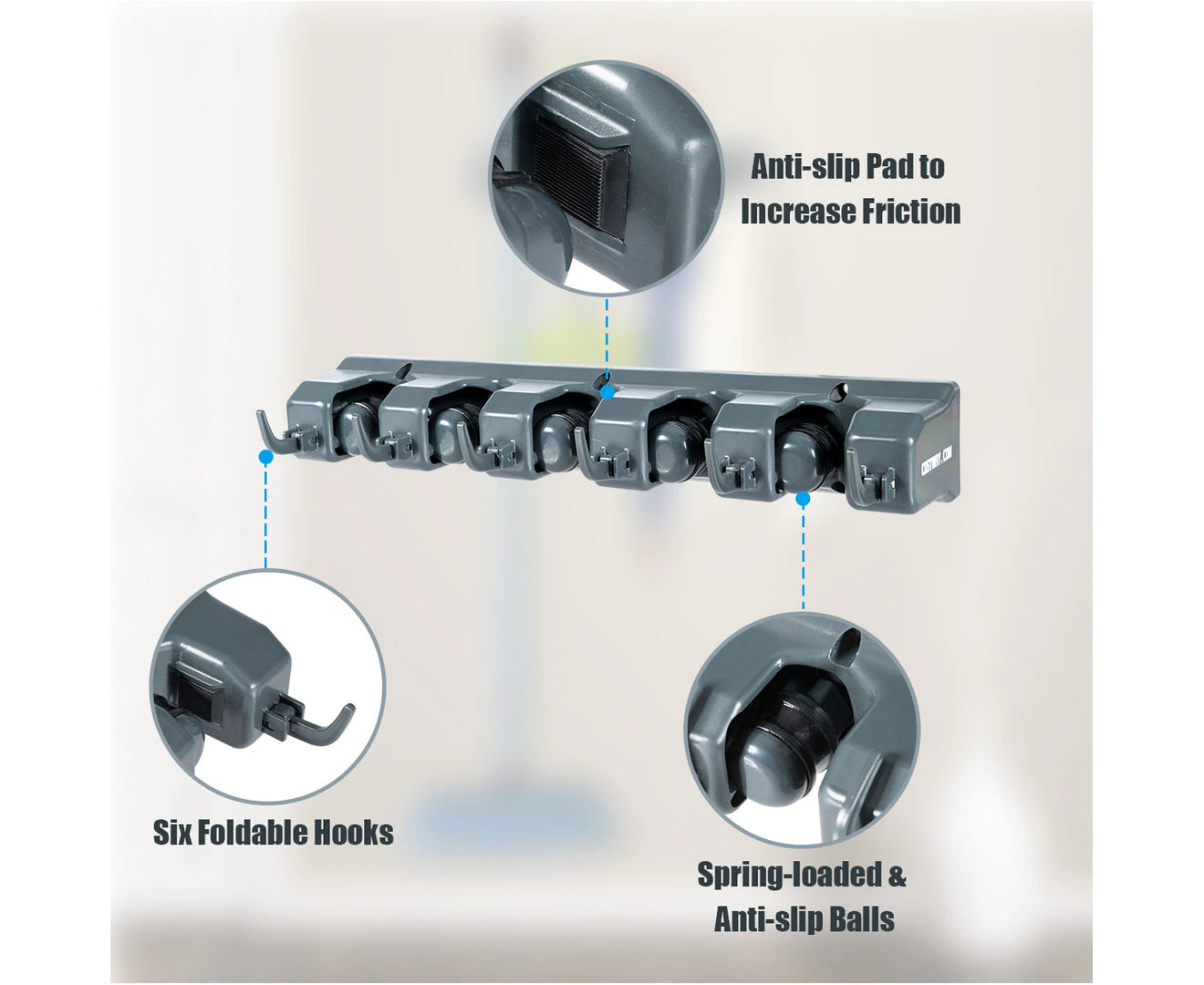 Storage Rack Holder for Mop Brush Broom