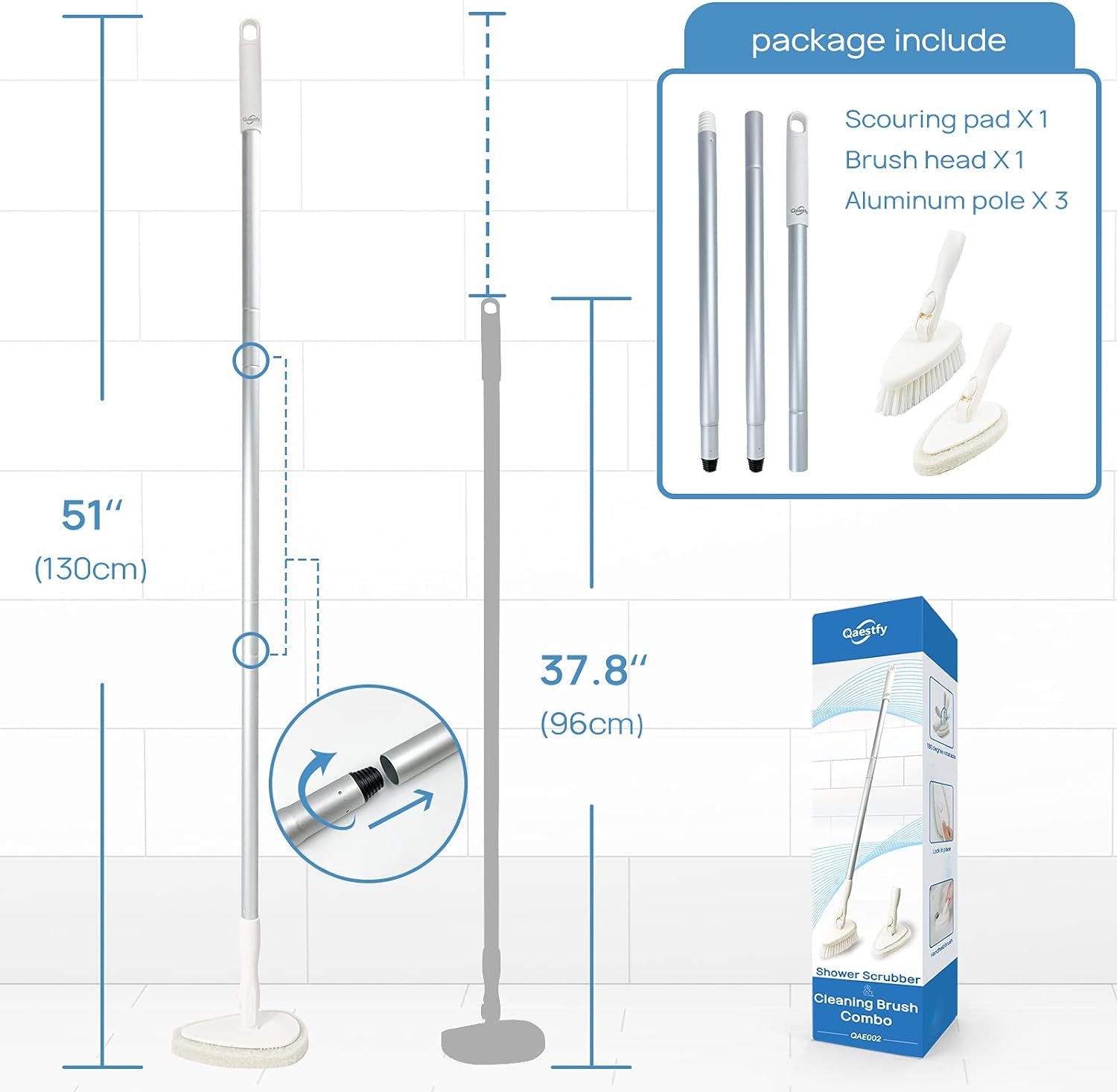Long Handle Shower Scrubber Cleaning Brush