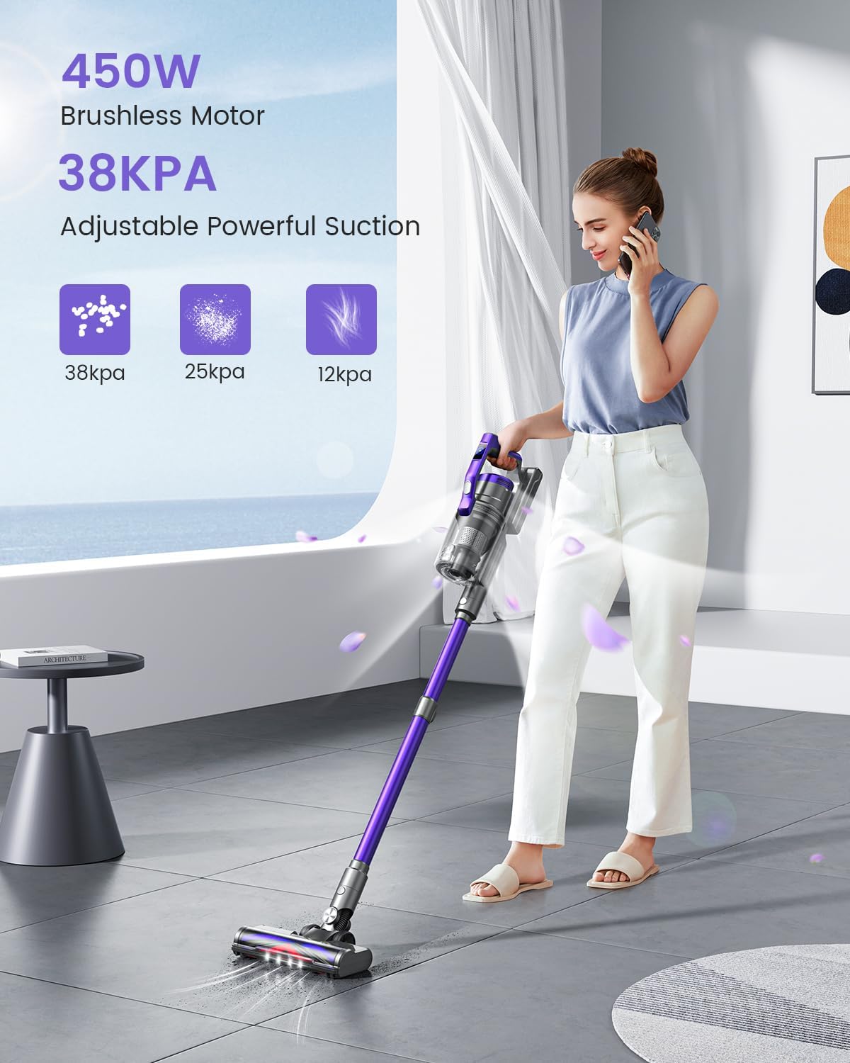 450W Cordless Vacuum Cleaner 8 Animation Modes