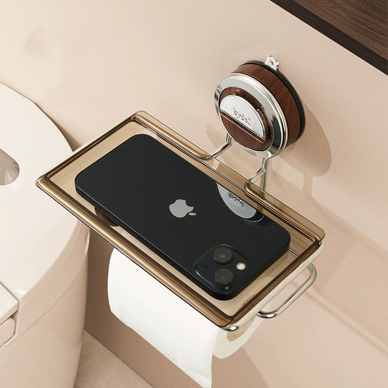 No‑Drill Suction Toilet Paper Holder