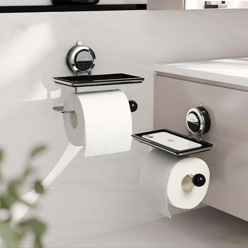 No‑Drill Suction Toilet Paper Holder