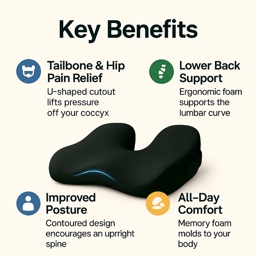 Orthopedic Comfort Cushion for Tailbone & Posture Support