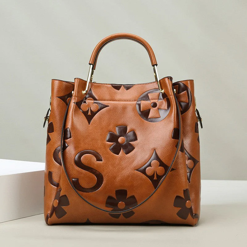 Baroque Flora Embossed Leather Tote