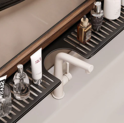 Elegant No-Drill Walnut Aluminum Faucet Rack