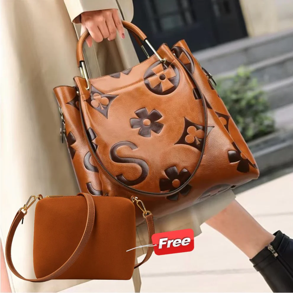 Baroque Flora Embossed Leather Tote