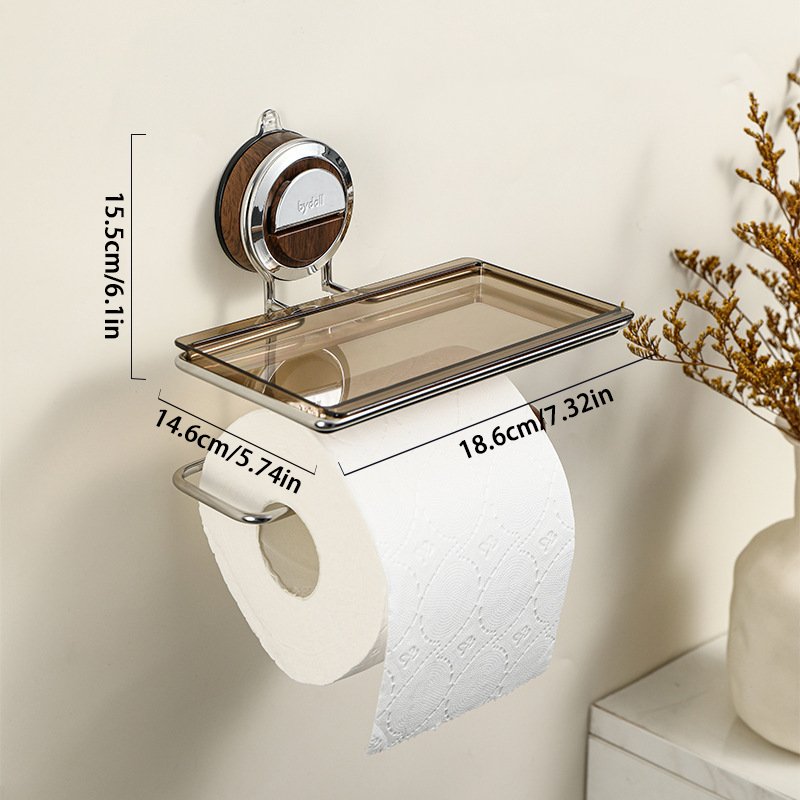 No‑Drill Suction Toilet Paper Holder