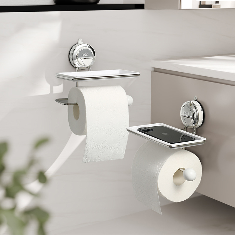 No‑Drill Suction Toilet Paper Holder