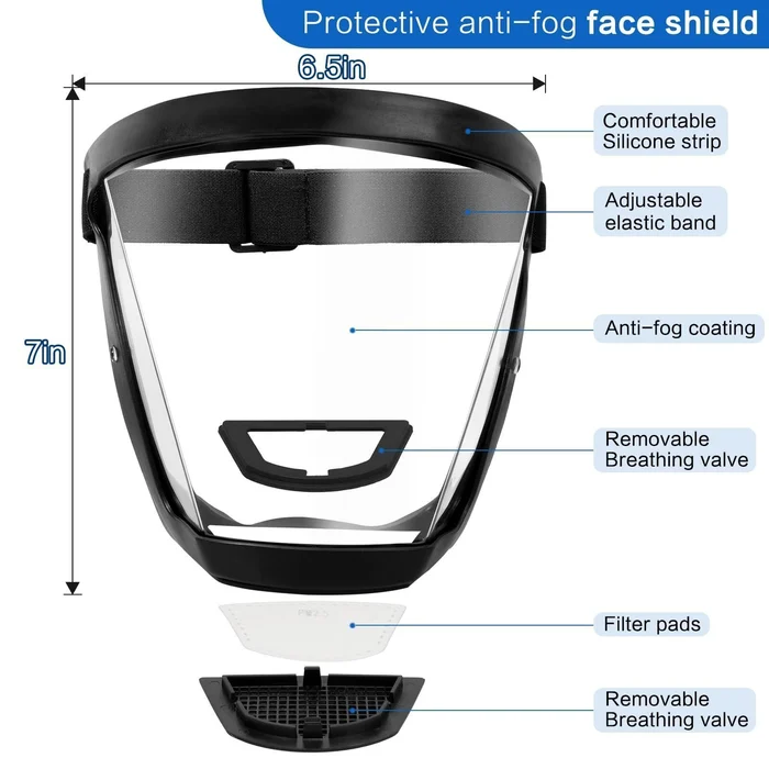 Professional Transparent Face Shield - Full Face Coverage