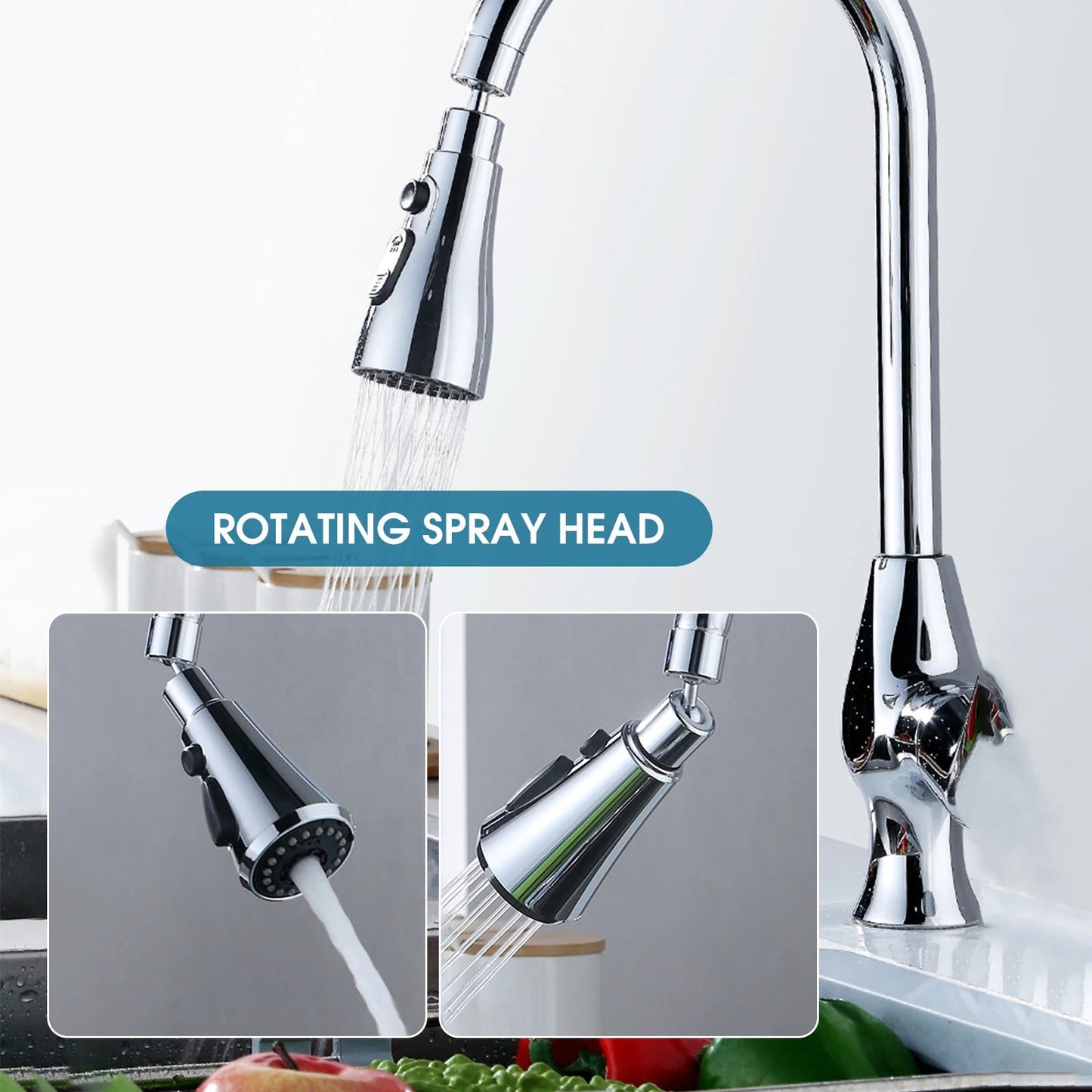 3 Way Kitchen Faucet Rotatable Head