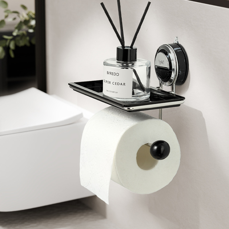 No‑Drill Suction Toilet Paper Holder