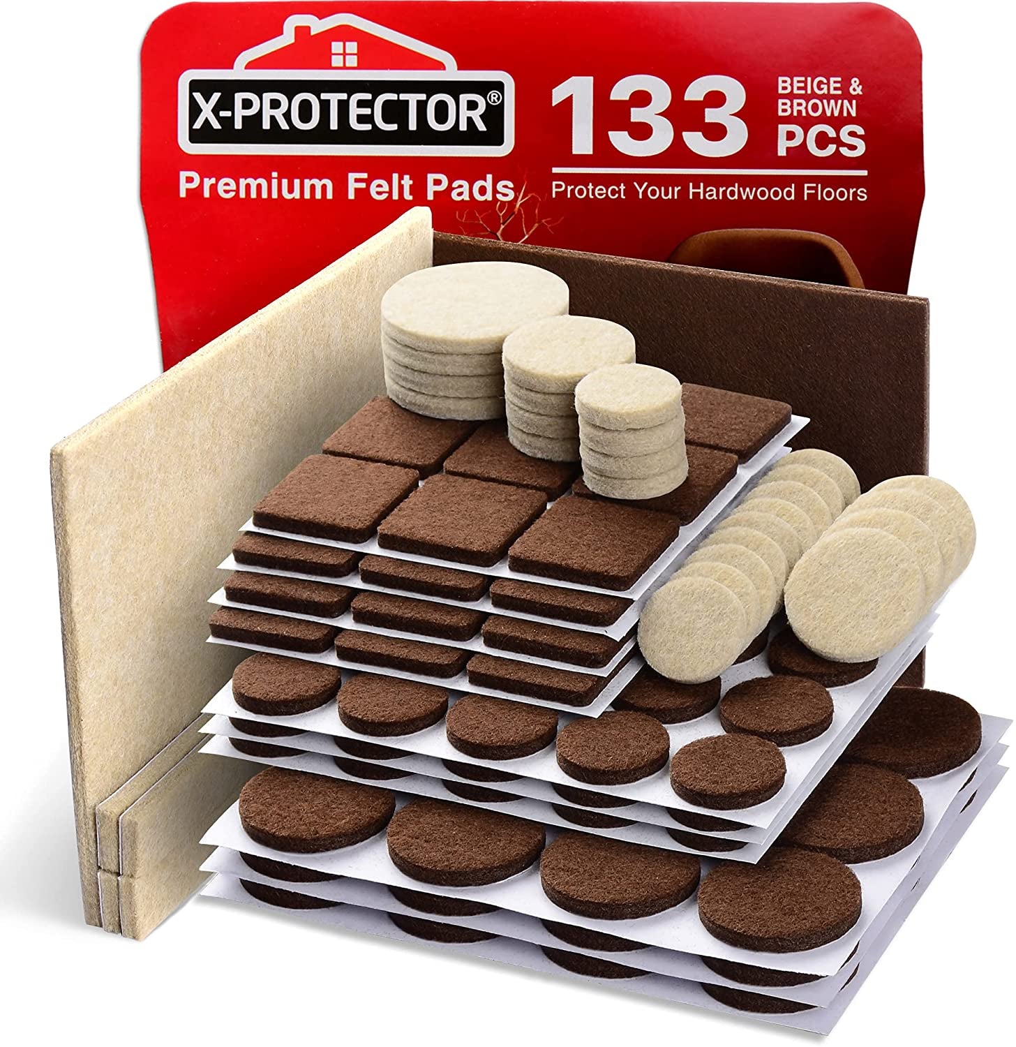 Premium Furniture Pads 235 Pieces ! Giant Pack of Felt Pads for Furniture Feet - Best Wood Floor Protectors for Furniture & Items - Ideal Chair Glides - Protect Any Kinds of Hard Floors!