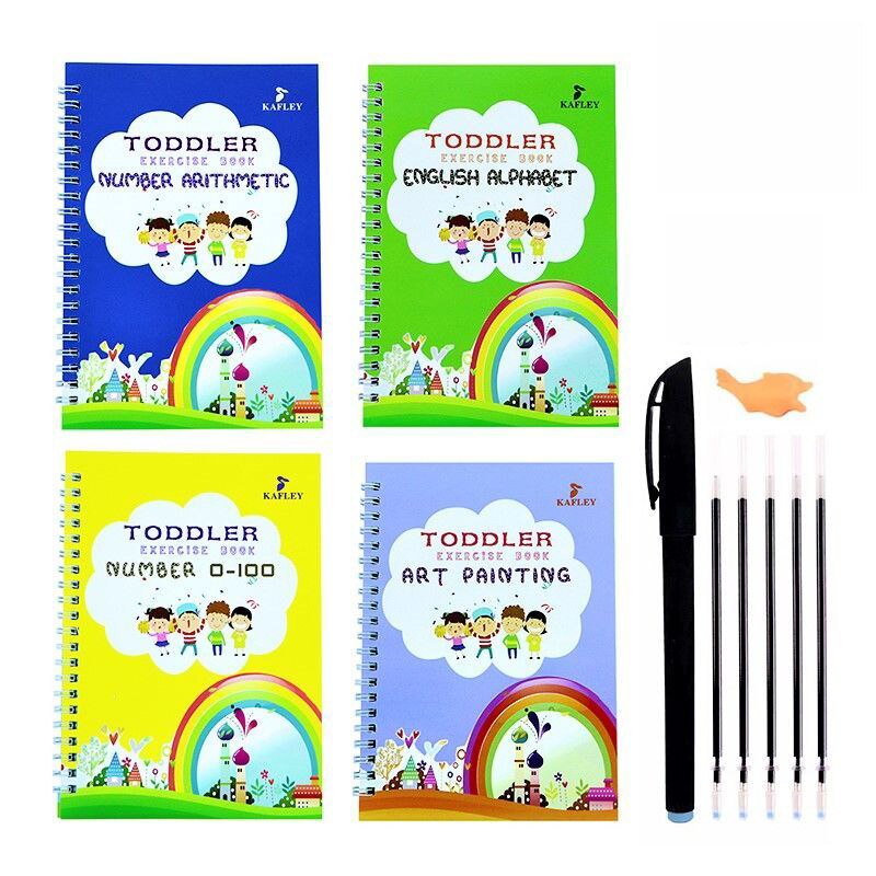 Kids Practice Magic Groove Writing Notebook Auto-Disappears in 10 Minutes