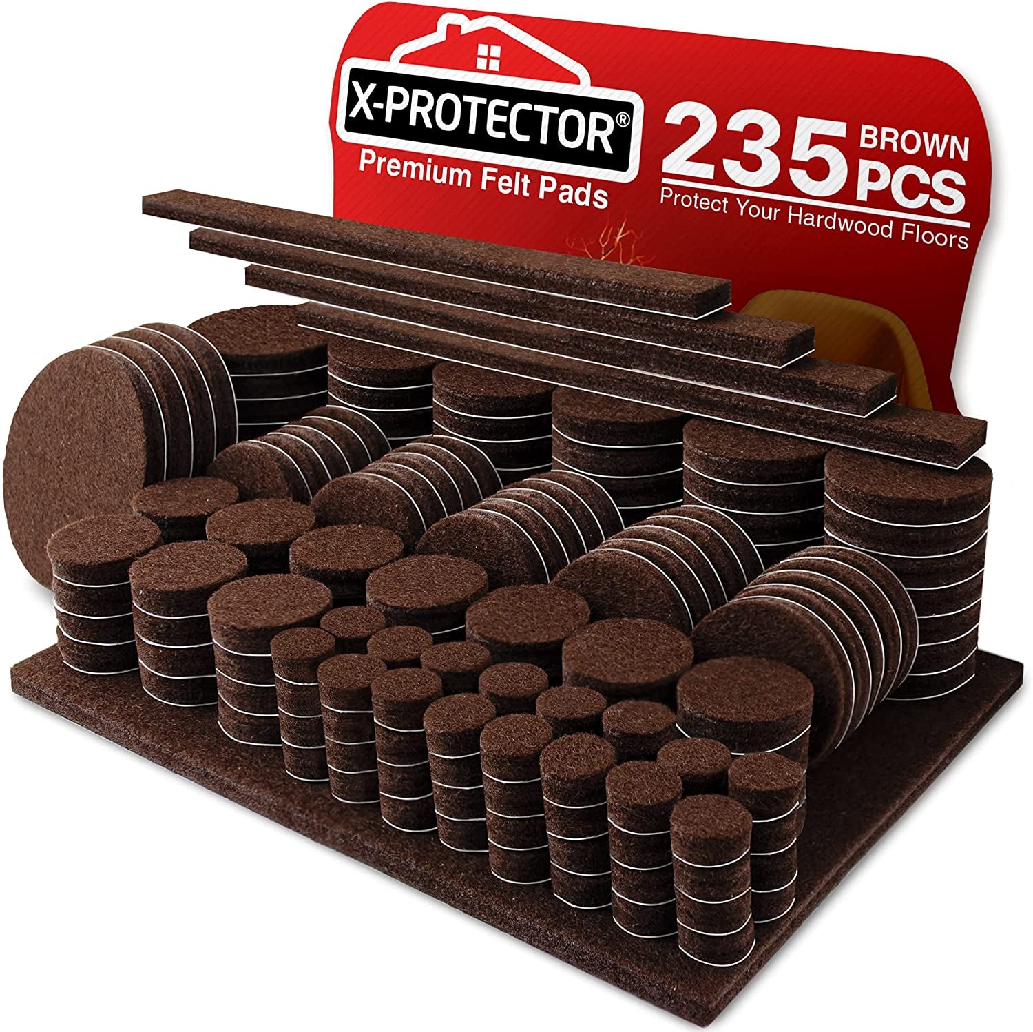 Premium Furniture Pads 235 Pieces ! Giant Pack of Felt Pads for Furniture Feet - Best Wood Floor Protectors for Furniture & Items - Ideal Chair Glides - Protect Any Kinds of Hard Floors!