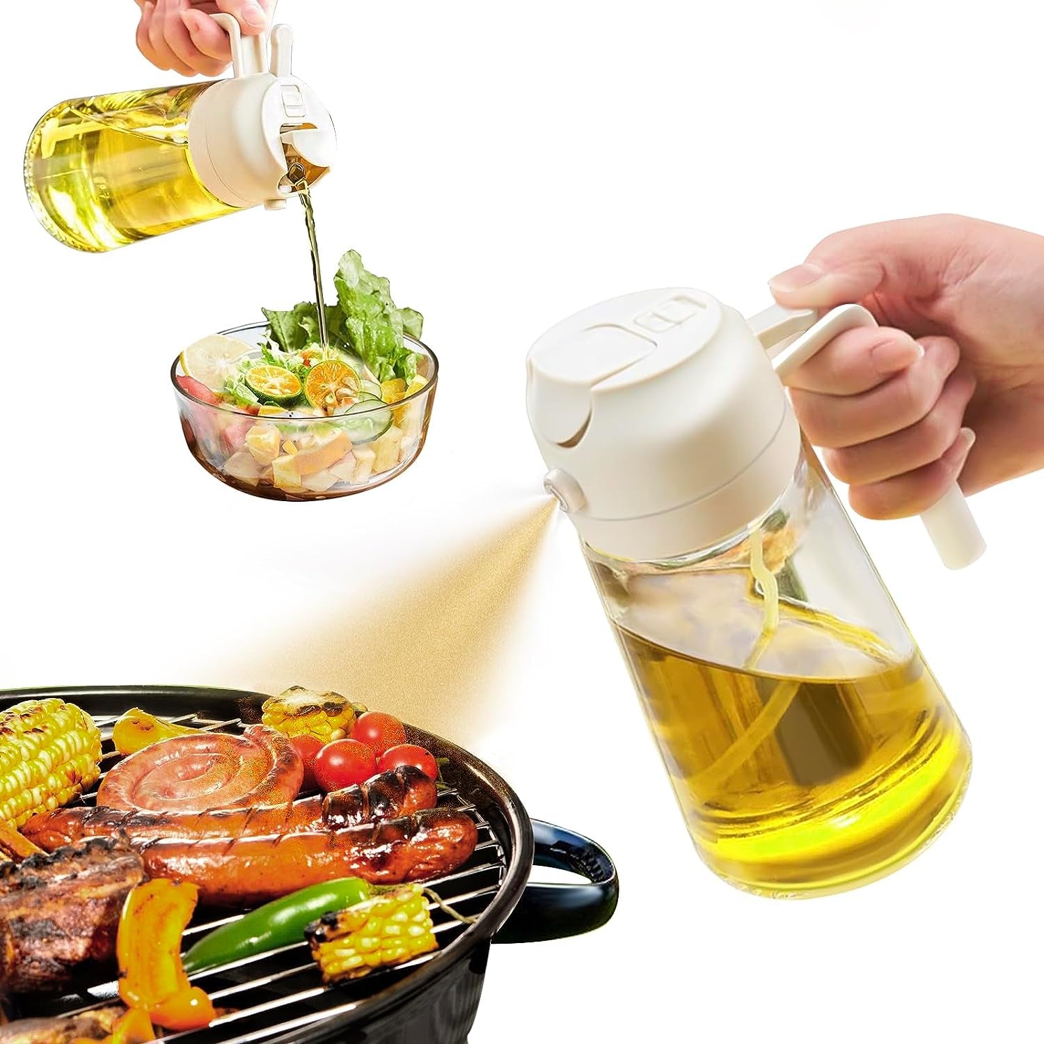 2-in-1 Premium Glass Oil Sprayer for Cooking