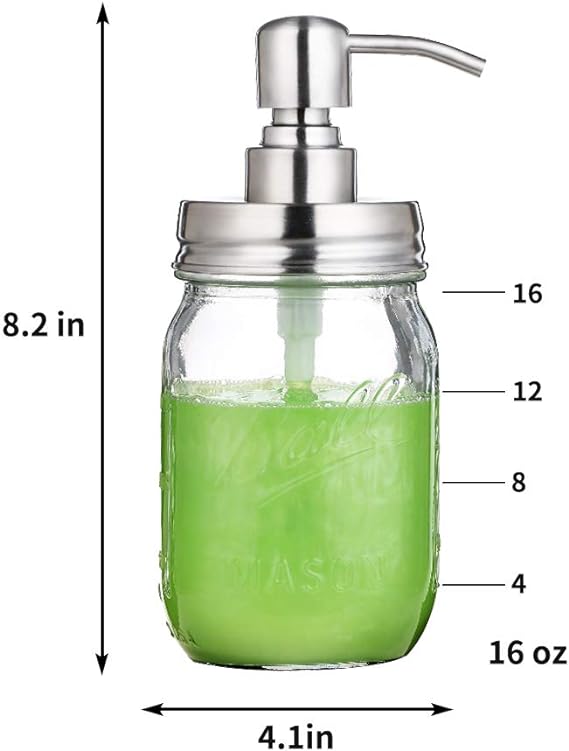 Glass Jar Soap Dispenser with Stainless Steel