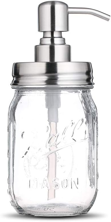 Glass Jar Soap Dispenser with Stainless Steel