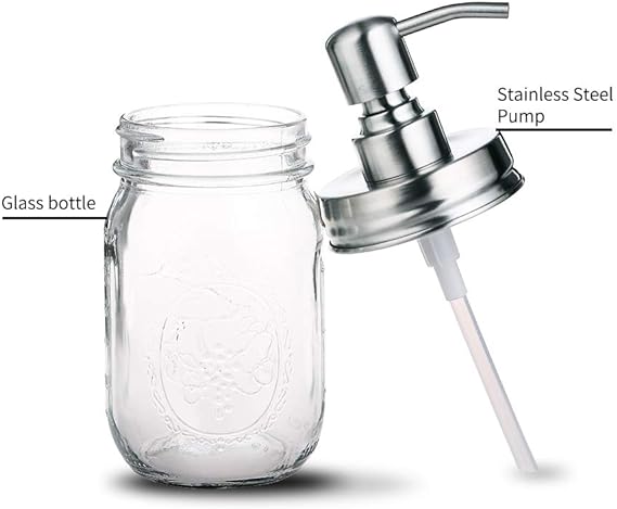 Glass Jar Soap Dispenser with Stainless Steel