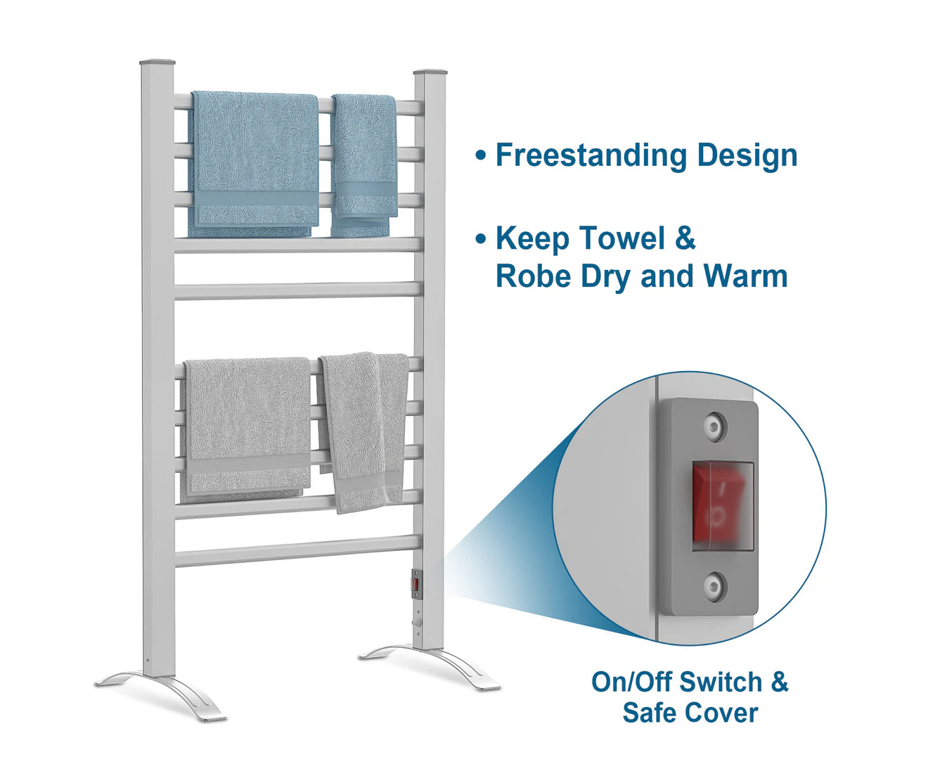 10-Bar Electric Heated Drying Towel Rack