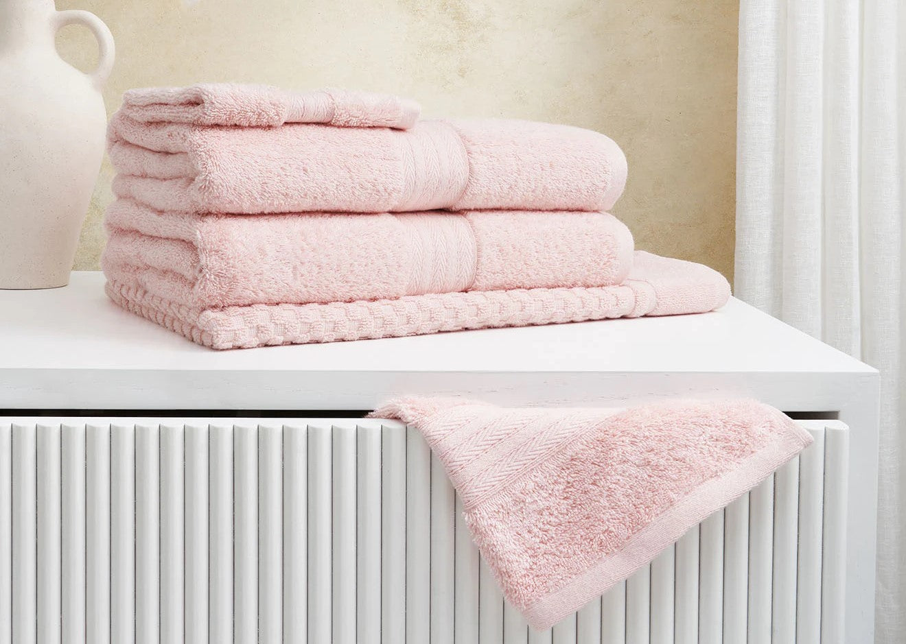 5-Piece Towel Set Luxury Egyptian Cotton - Pink Mist