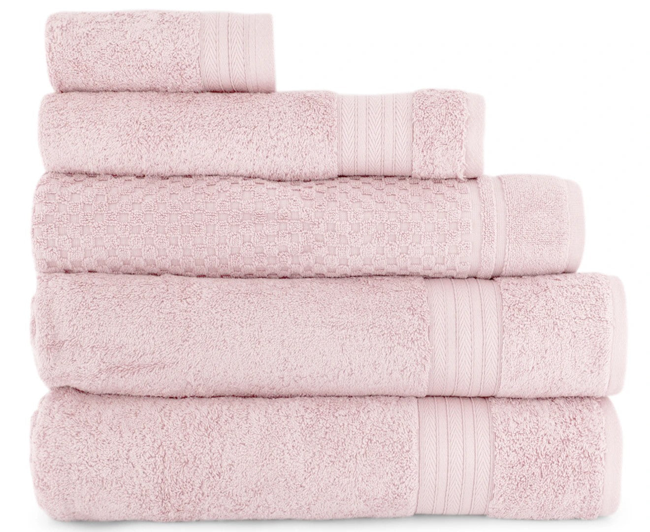 5-Piece Towel Set Luxury Egyptian Cotton - Pink Mist