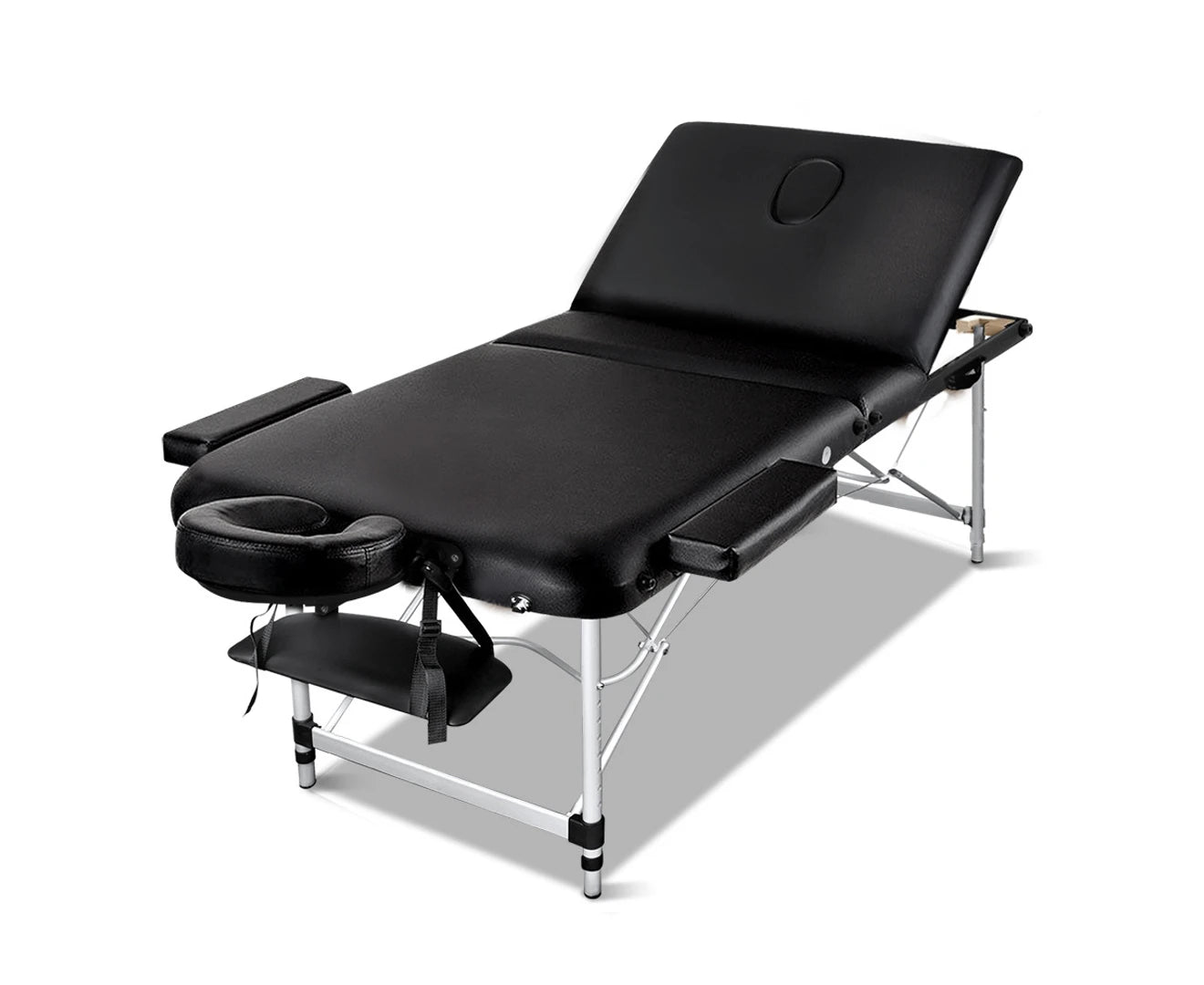 Portable Aluminium 3-Fold Massage Table - 75cm Black Beauty Bed