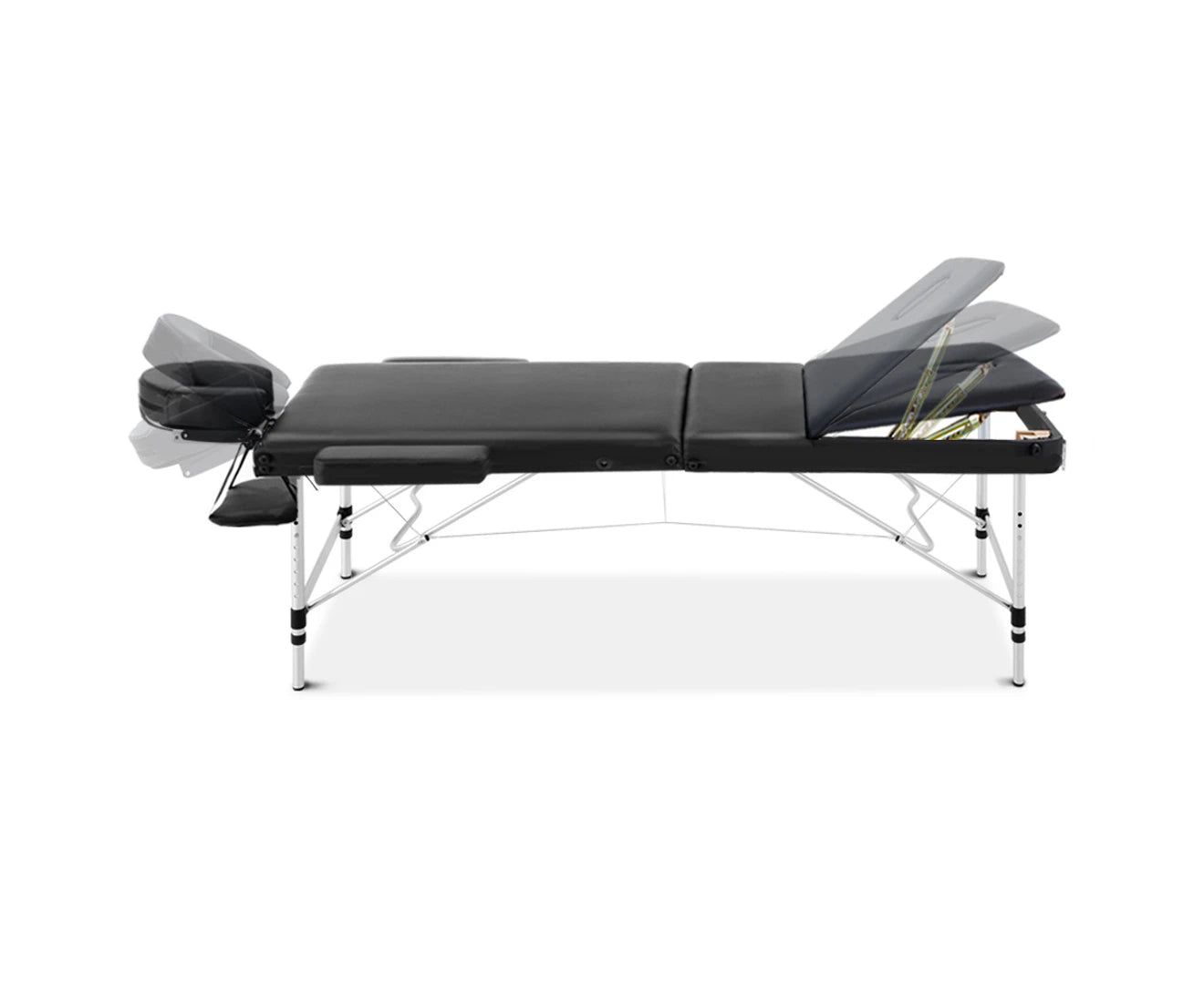 Portable Aluminium 3-Fold Massage Table - 75cm Black Beauty Bed