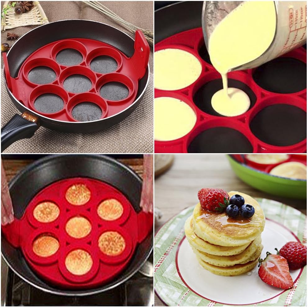 Silicone Flip 'n' Cook Pancakes Mold - Reusable & Non Stick