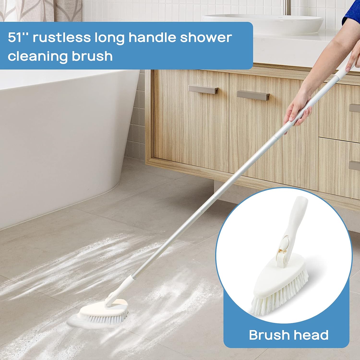 Long Handle Shower Scrubber Cleaning Brush 