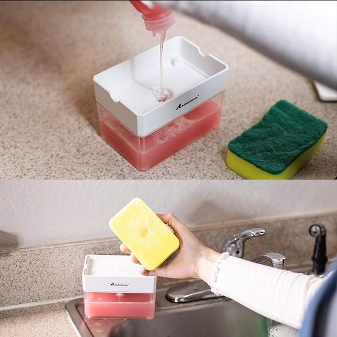 Sponge Holder Sink Dish Washing Soap Dispenser