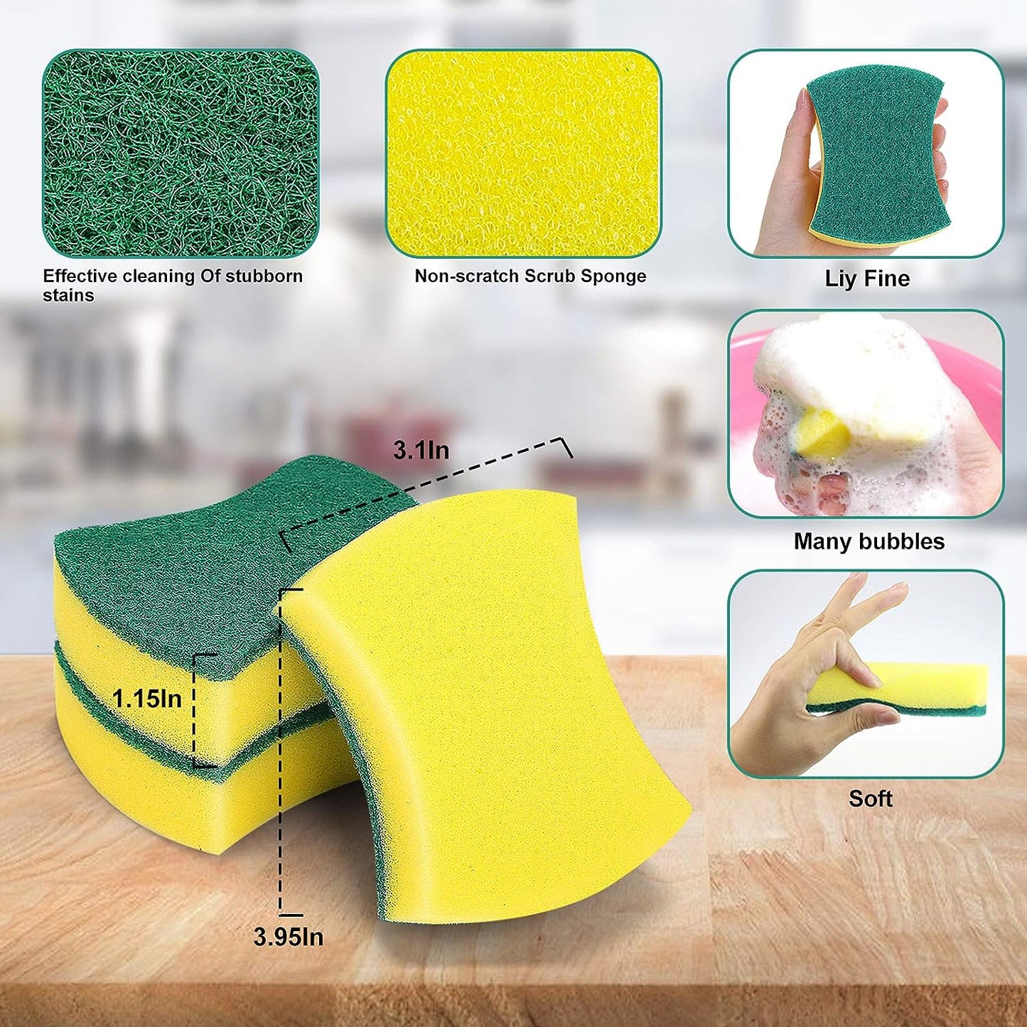 Kitchen Cleaning Sponges,Eco Non-Scratch for Dish,Scrub Sponges(Pack of 24)