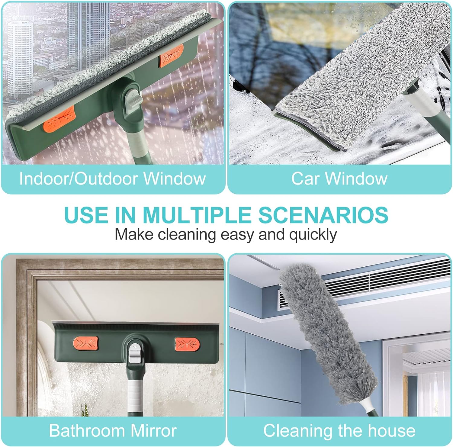 4 in 1 - Telescopic Window Cleaner Tool Kit