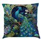 Cushion Cover with Vintage Peacock Oil Painting