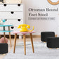 Fabric Ottoman Round Foot Stool Rest Pouffe Wooden Leg Padded Seat - BLACK