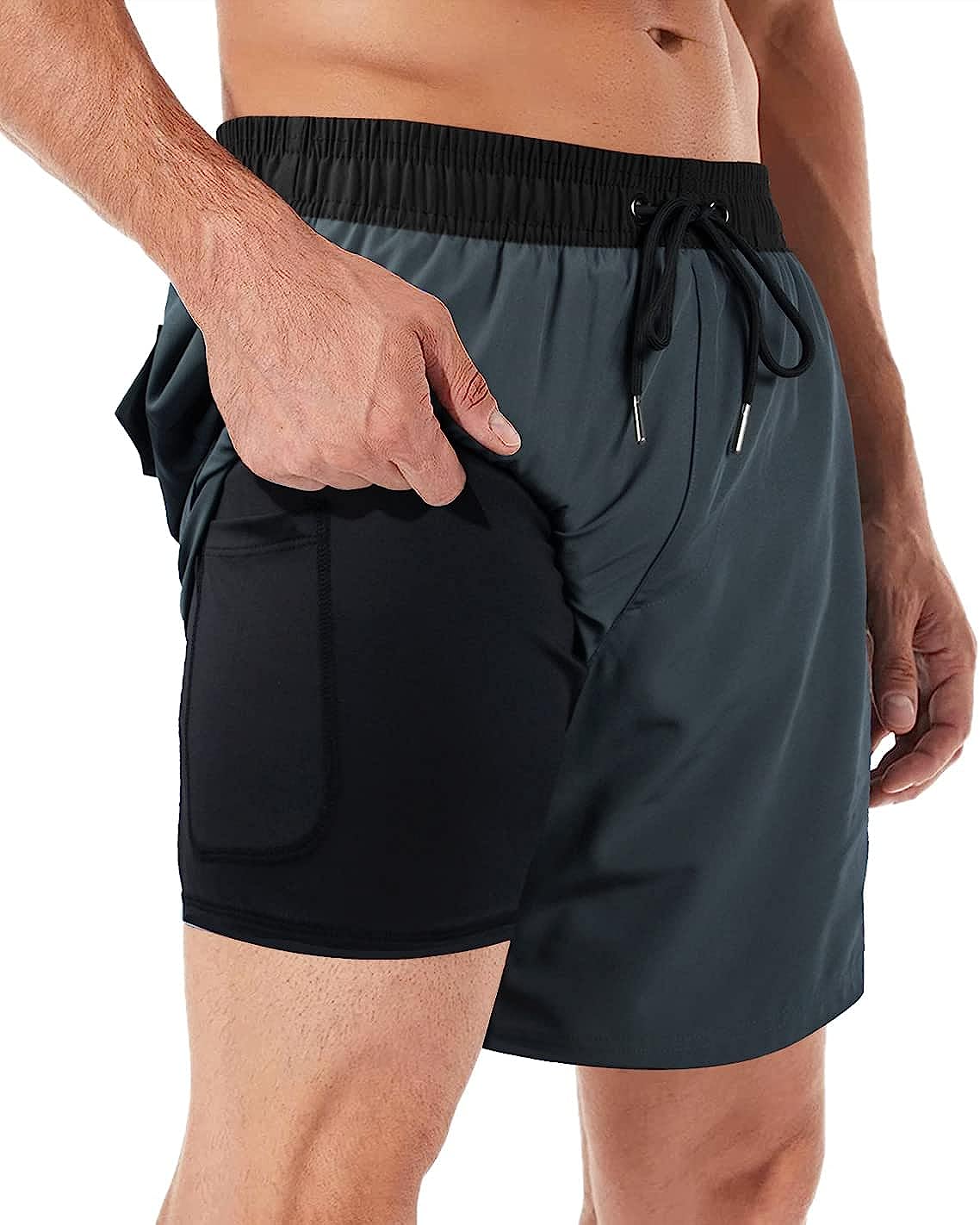 Mens Swim Trunks with Firm Pocket - Compression Liner