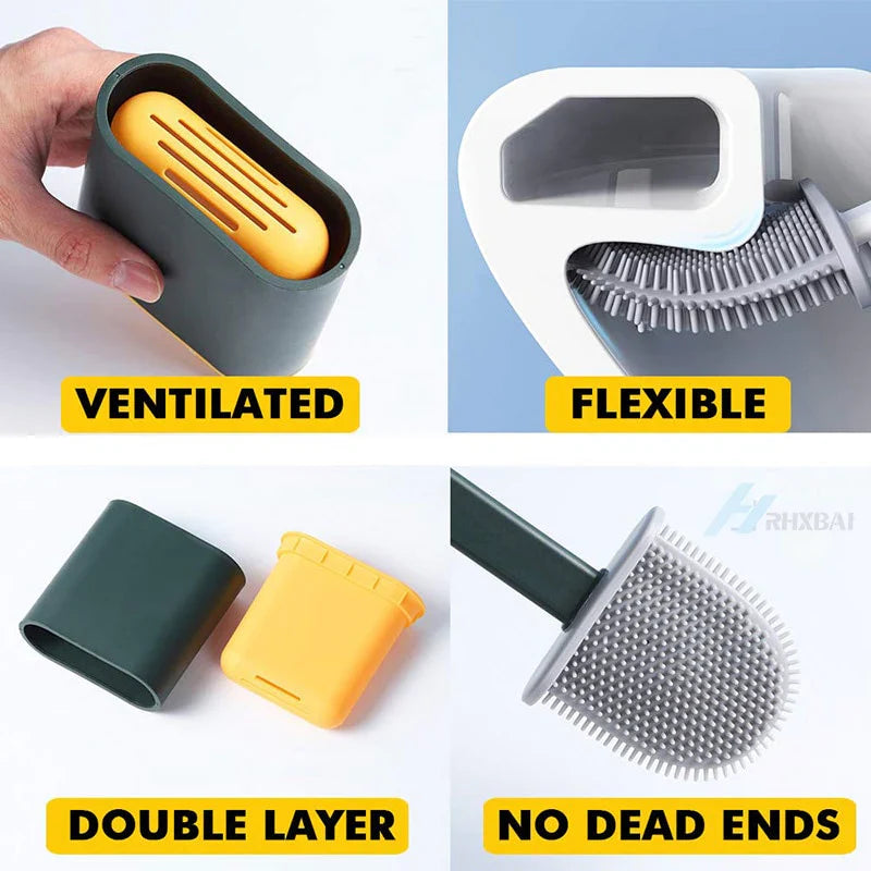 FLEXIBLE SILICONE BRUSH For TOILET CLEANING