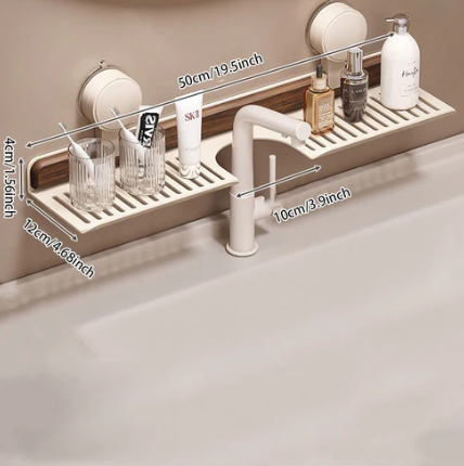 Elegant No-Drill Walnut Aluminum Faucet Rack
