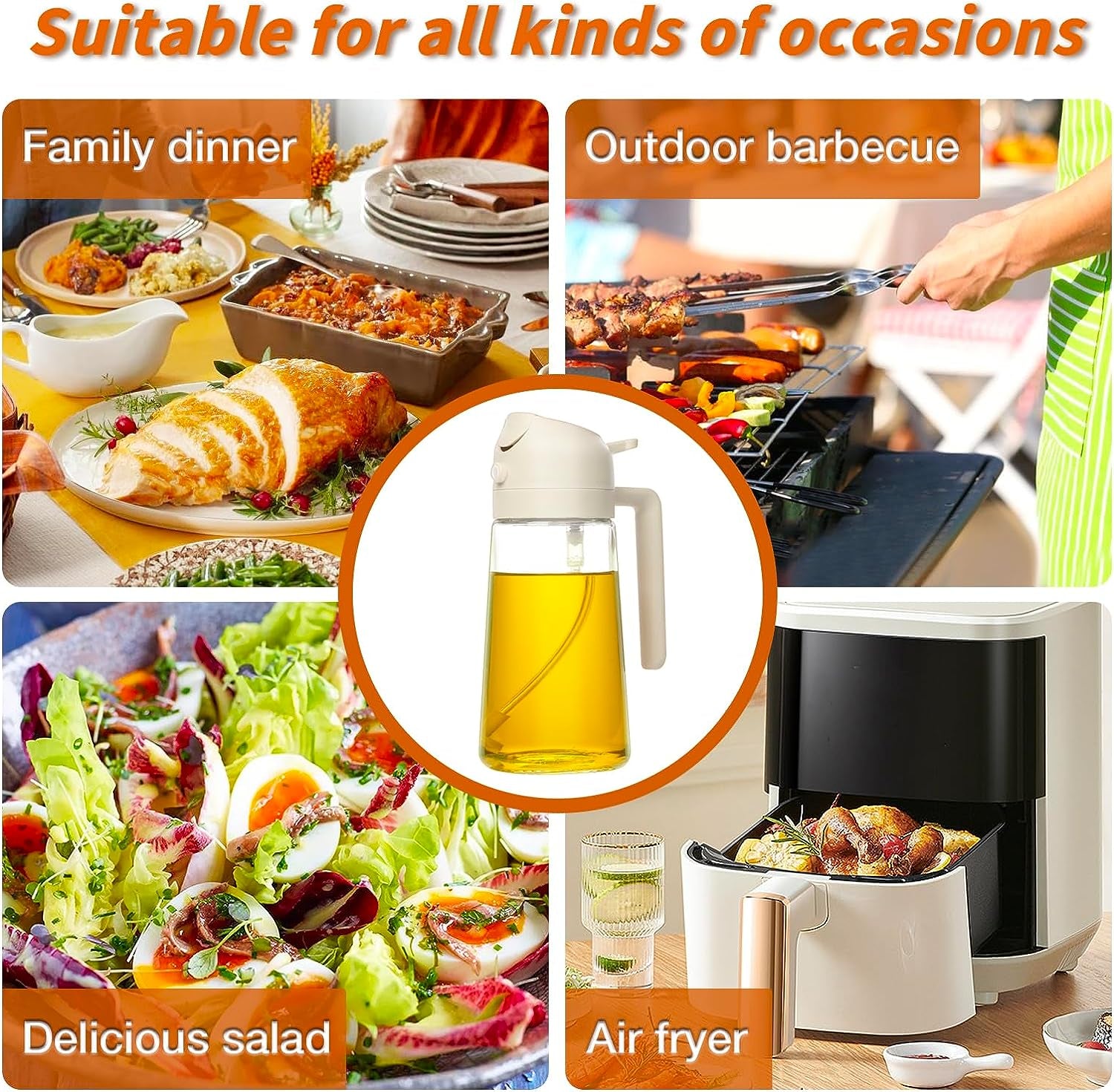 2-in-1 Premium Glass Oil Sprayer for Cooking