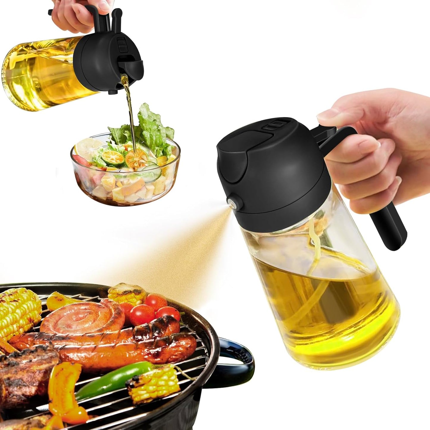 2-in-1 Premium Glass Oil Sprayer for Cooking