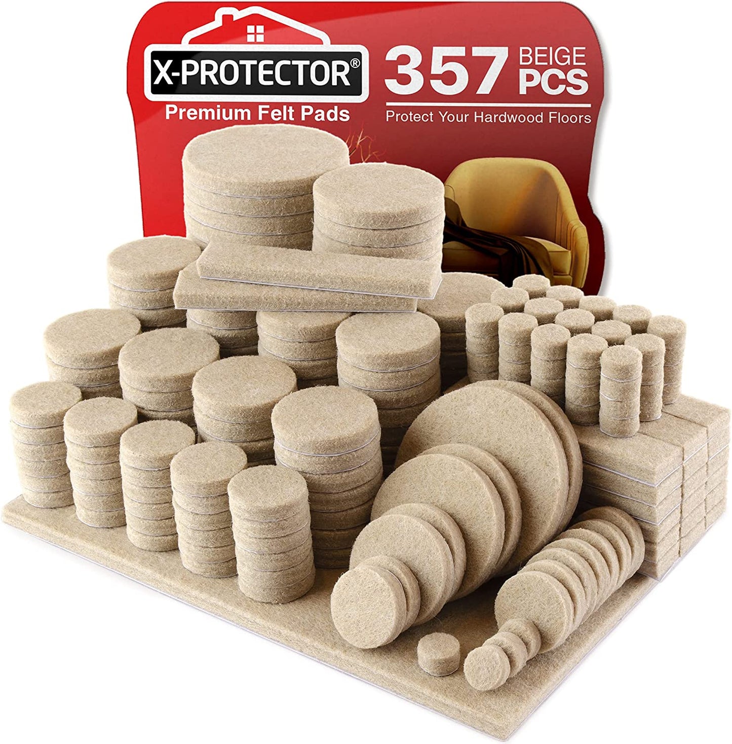 Premium Furniture Pads 235 Pieces ! Giant Pack of Felt Pads for Furniture Feet - Best Wood Floor Protectors for Furniture & Items - Ideal Chair Glides - Protect Any Kinds of Hard Floors!