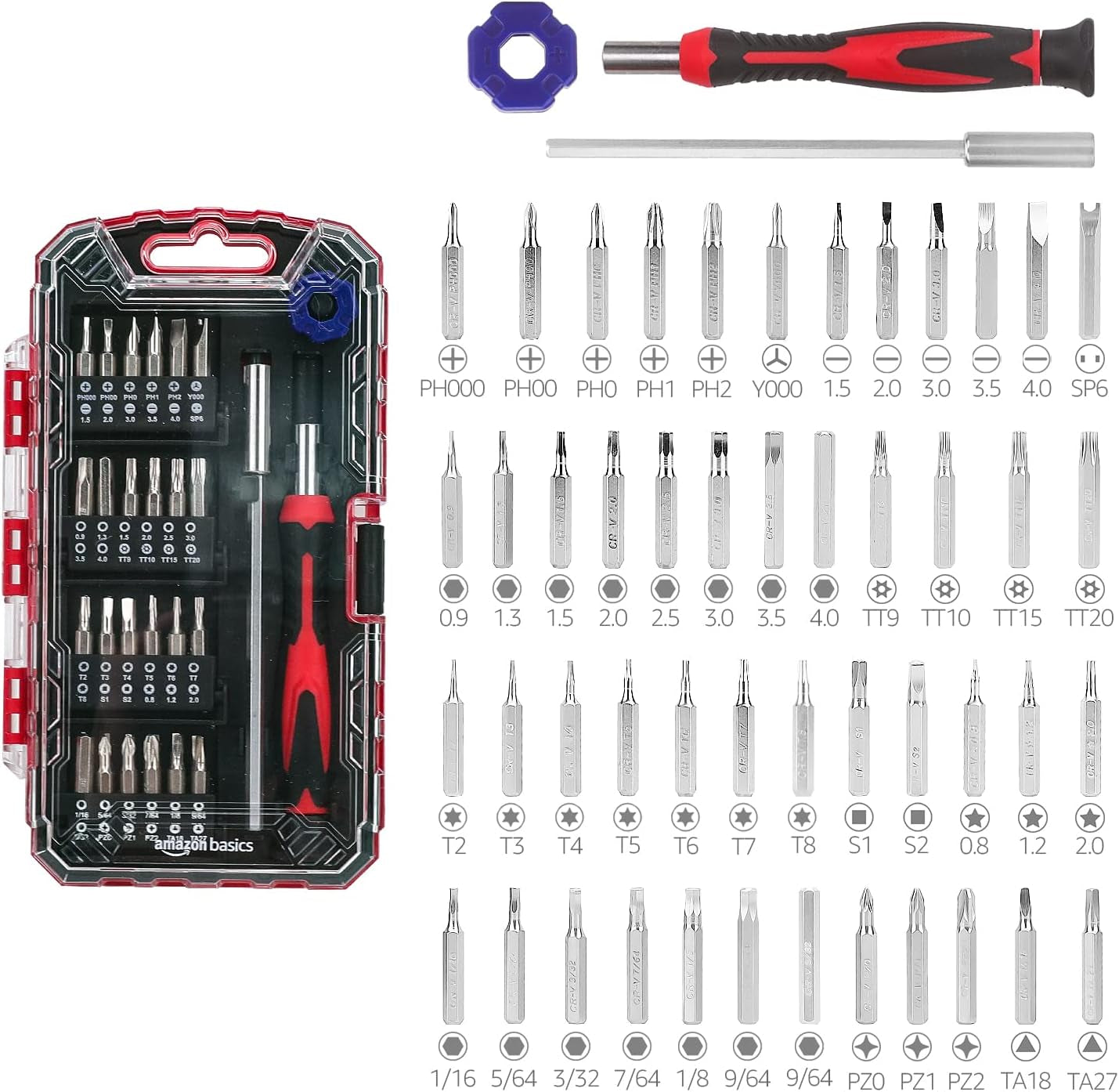 Amazon Basics 51-Piece Precision Screwdriver Bit Set