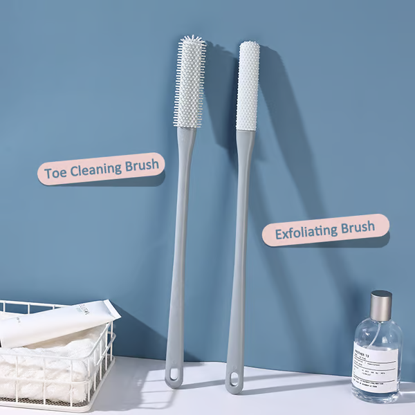 LONG-HANDLED SILICONE TOE CLEANING & EXFOLIATING BRUSH SET