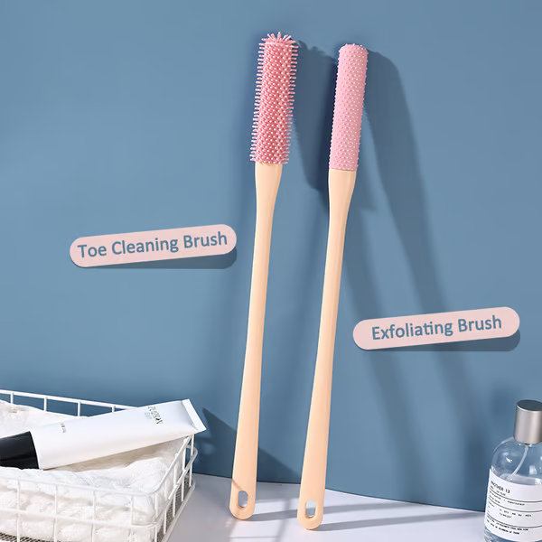 LONG-HANDLED SILICONE TOE CLEANING & EXFOLIATING BRUSH SET