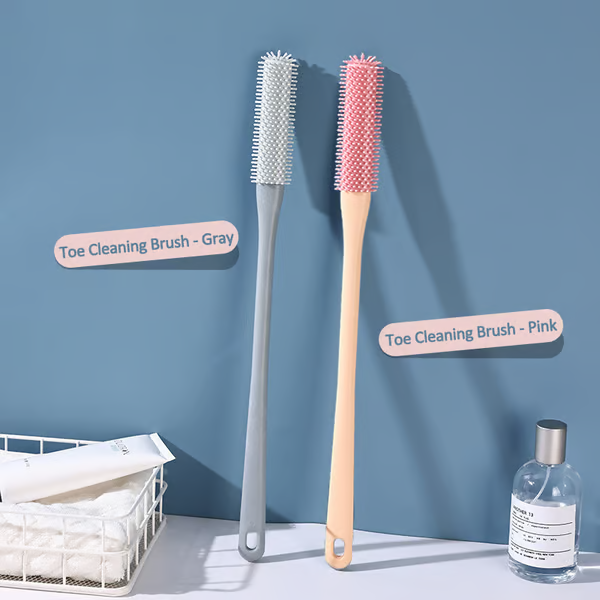 LONG-HANDLED SILICONE TOE CLEANING & EXFOLIATING BRUSH SET