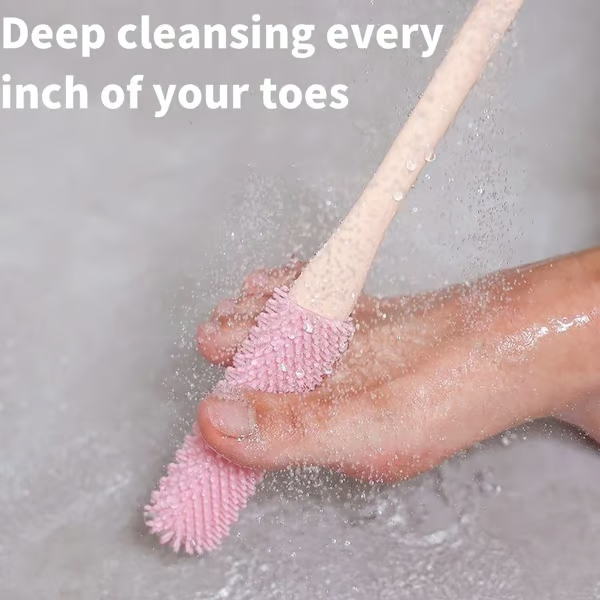 LONG-HANDLED SILICONE TOE CLEANING & EXFOLIATING BRUSH SET