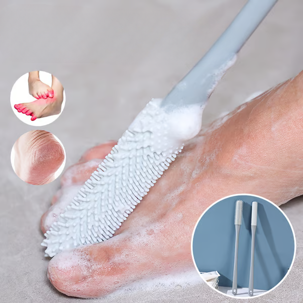 LONG-HANDLED SILICONE TOE CLEANING & EXFOLIATING BRUSH SET