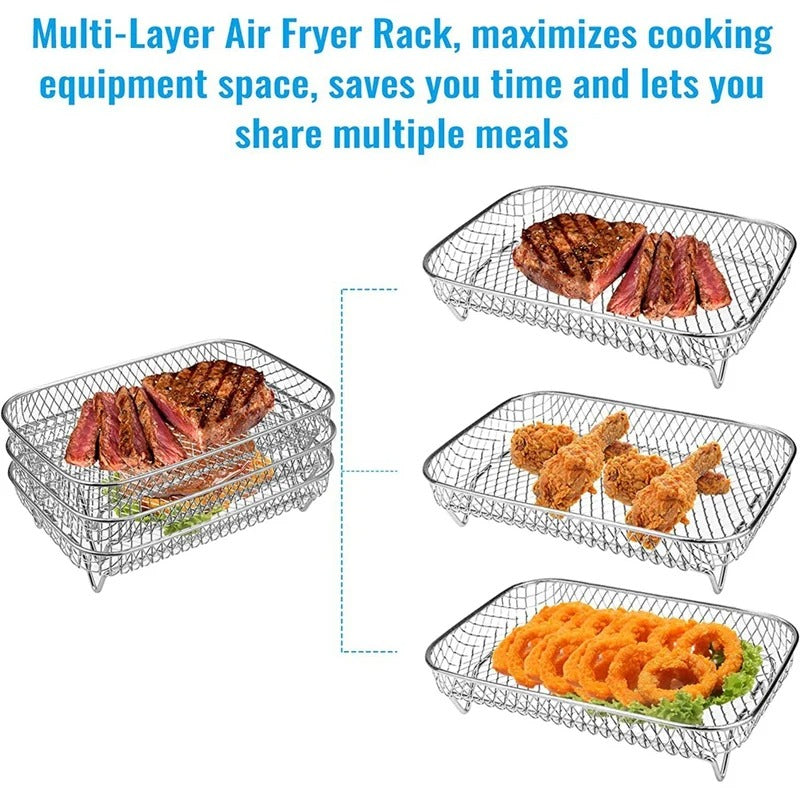 Set of 3 Stackable Baskets for Air Fryer | Ultimate Cooking Efficiency